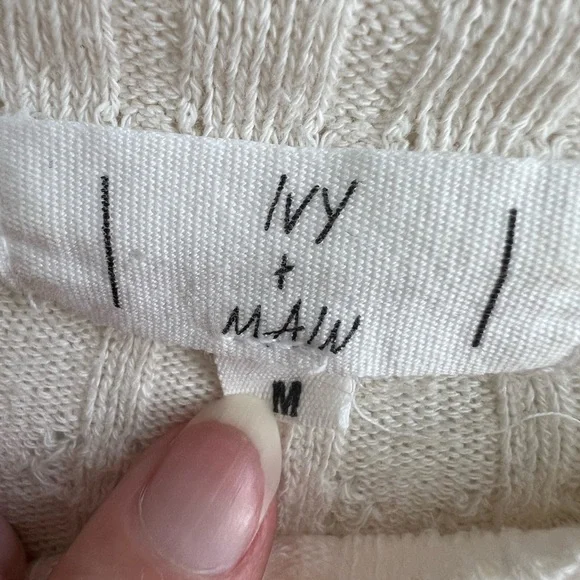 CLEARANCE Women’s Ribbed Cream Colored Long Sleeve Lettuce Trim Shirt - Picture 6 of 6